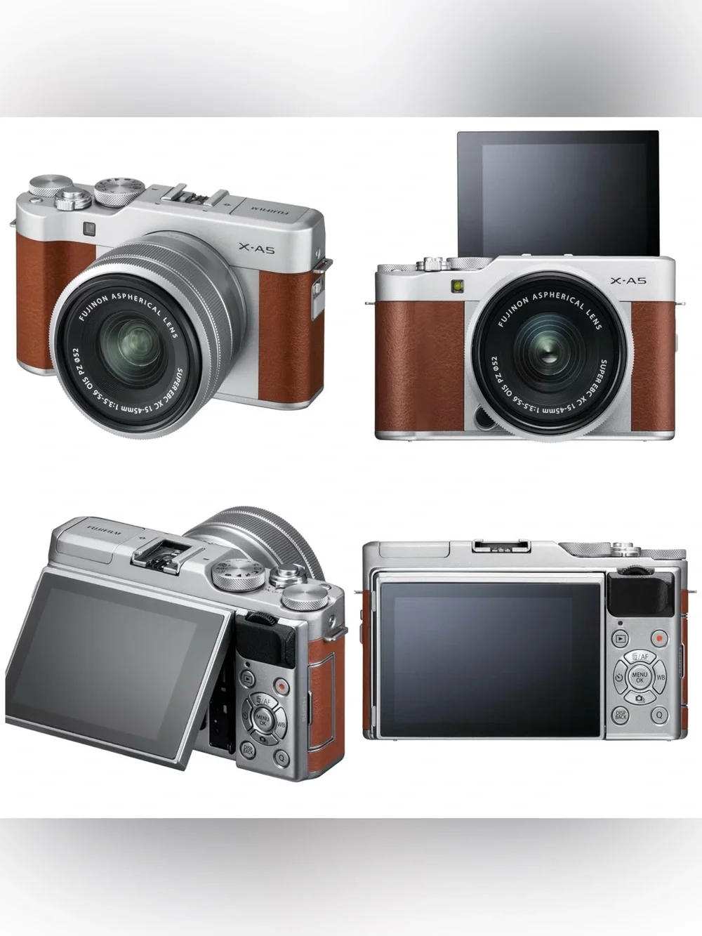 FUJIFILM X-A5 Mirrorless Digital Camera w/XC15-45mmF3.5-5.6 OIS PZ Lens - Brown